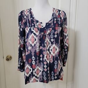 Mossimo Supply Co Size M Aztec Print Peasant Blouse, NEW with Tag